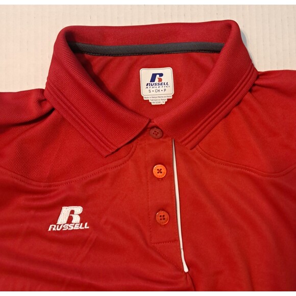 NEW Russell Athletic Women's Small Dri Fit Polo Shirt Red & White Coach NWT S - Picture 3 of 5